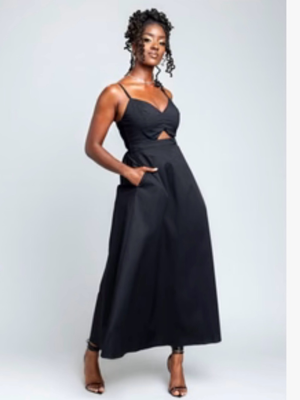 D'IYANU Anjiola Black Cutout Maxi Dress Size M NWOT